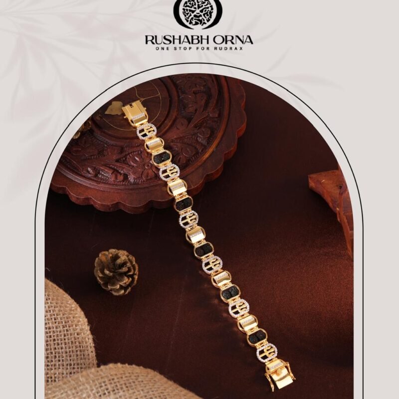 Trishul Rudrax Gold Link Bracelet
