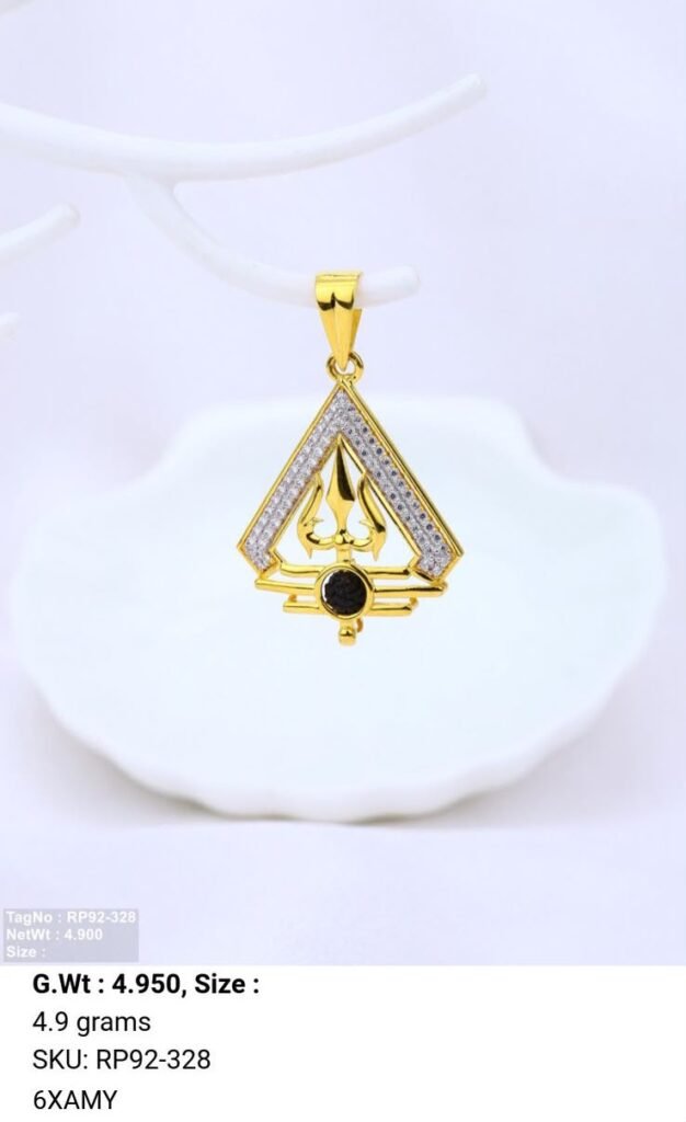 Sacred Trishul Rudrax Gold Triangle Pendant