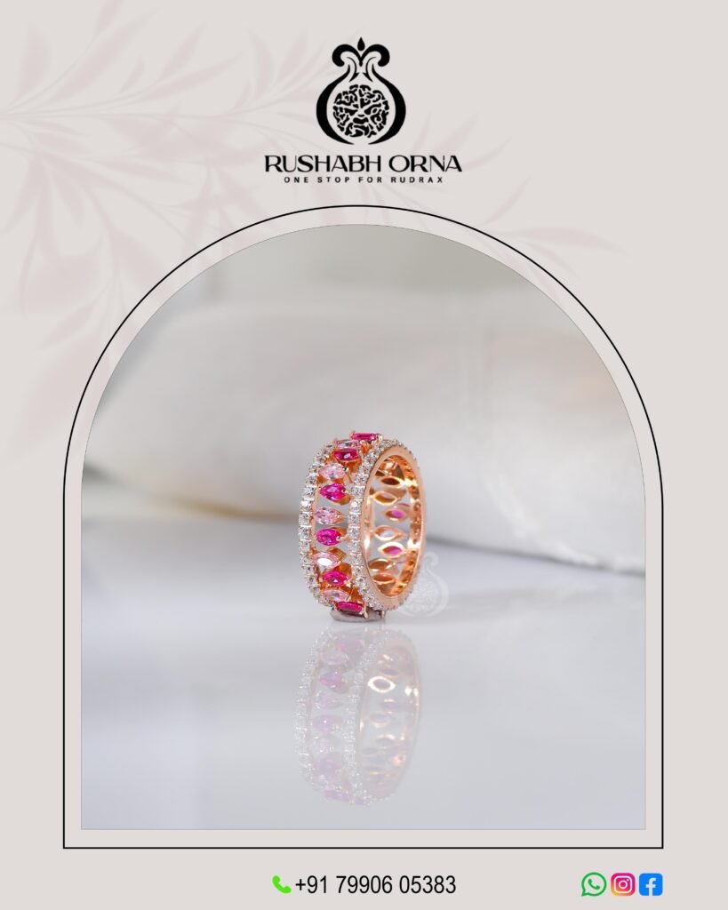 Rose Gold Pink Marquise Diamond Eternity Ring