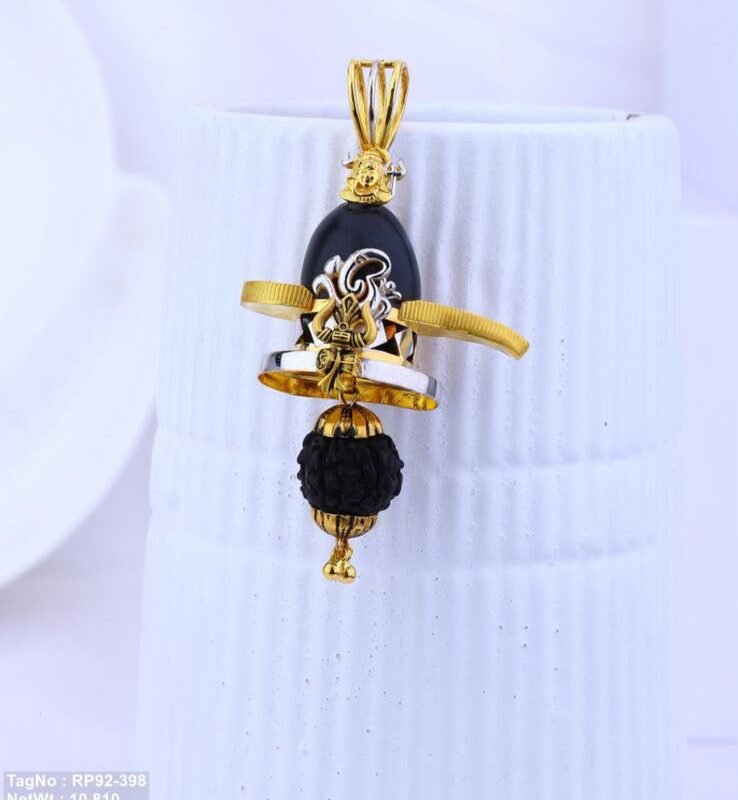 22KT Gold Shivling Rudrax Designer Pendant
