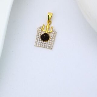 Trishul Rudraksha Gold Pendant with CZ Stone Frame & Lord Shiva Spiritual Jewellery