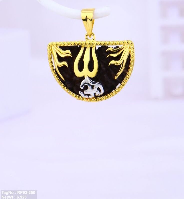 Divine Trishul Om Rudrax Gold Pendant