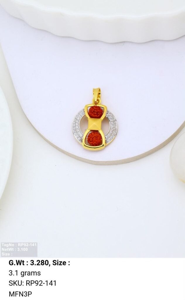 Divine Rudrax Infinity Gold Pendant with CZ Halo