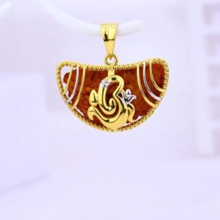 22KT Gold Lord Ganesha Designer Pendant with Brown Enamel