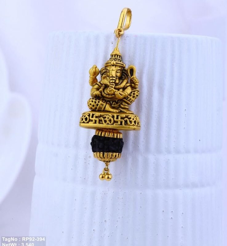 22KT Gold Ganpati Rudrax Pendant