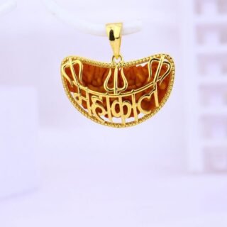 22KT Gold Shankar Name Designer Pendant with Brown Enamel