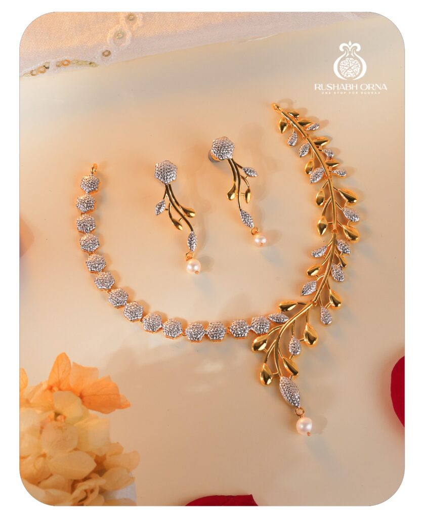 Leaf Necklace Set · Pearl Drop
