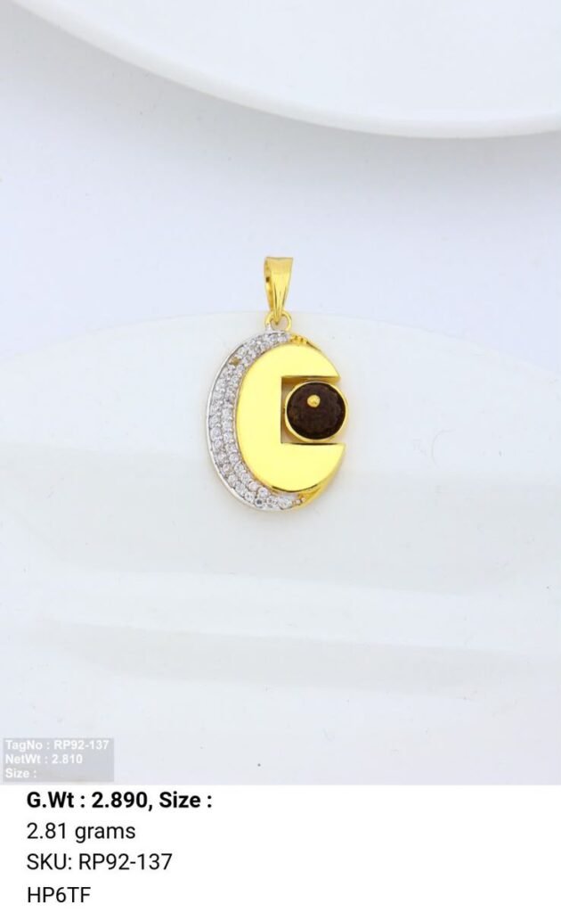 22KT Gold Rudrax Stone Designer Pendant