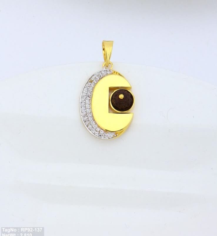 22KT Gold Rudrax Stone Designer Pendant