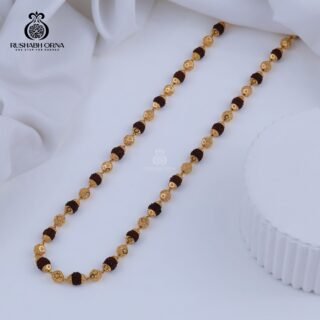 Elegant Rudrax gold bead mala with decorative spacers